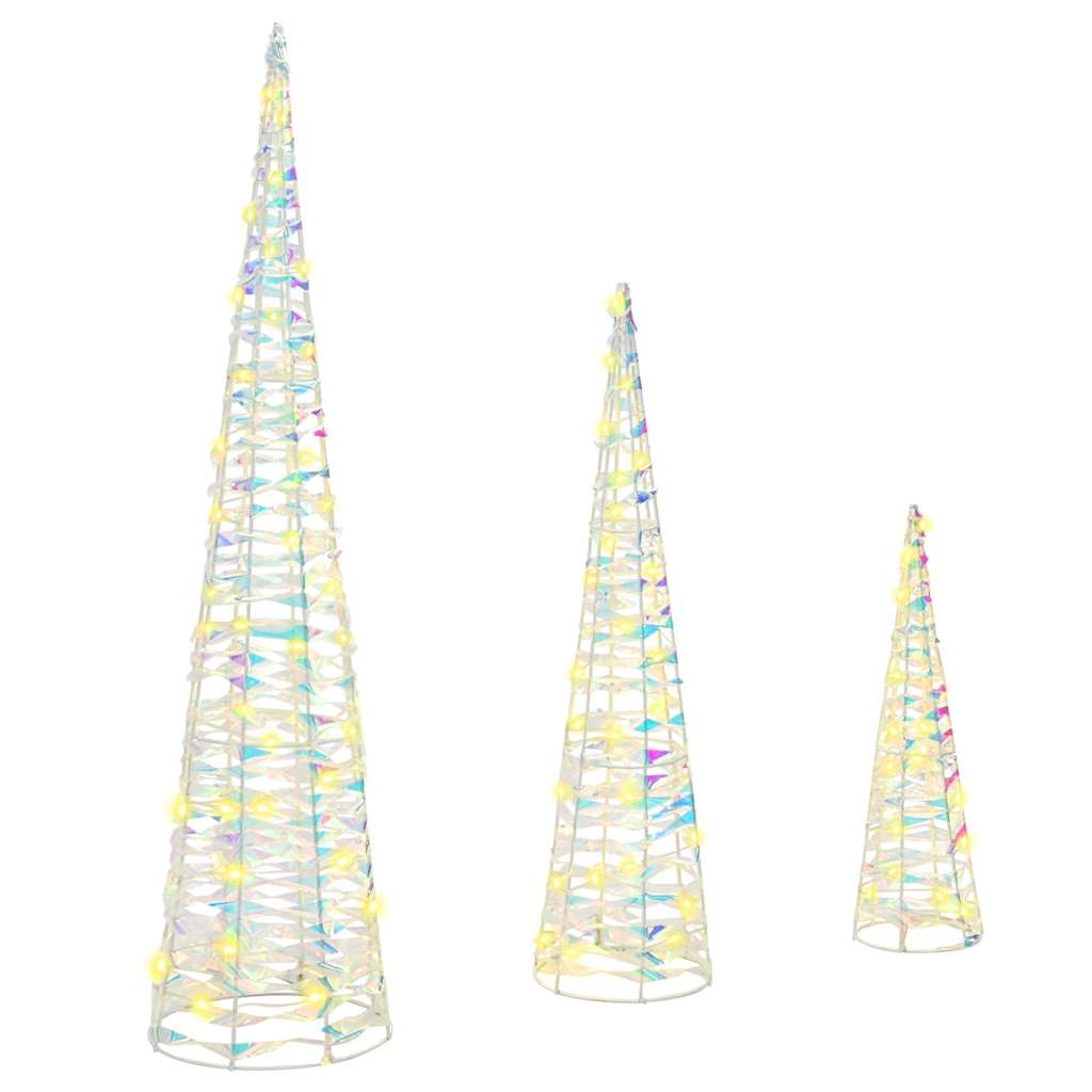 vidaXL Christmas Tree 3 pcs 90 LEDs Warm white 20 x 20 x 80 cm PET 2