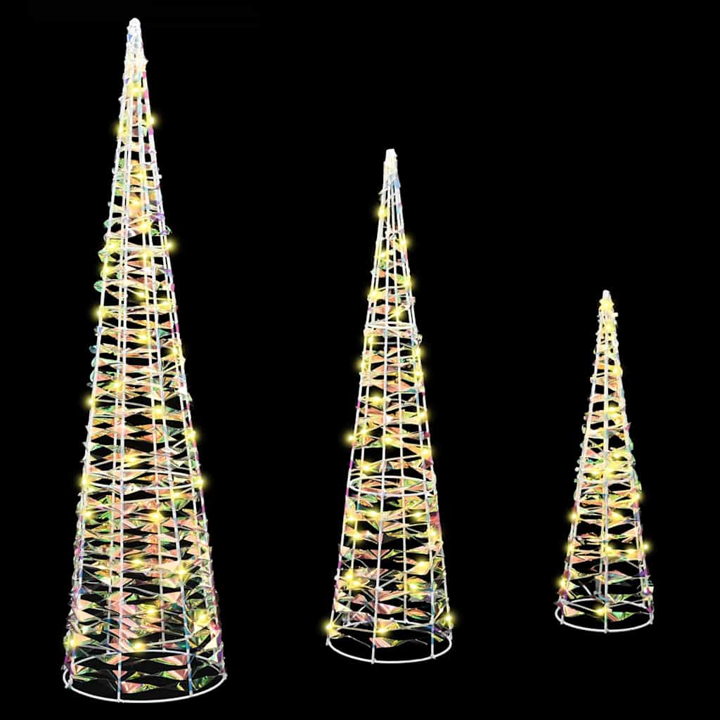 vidaXL Christmas Tree 3 pcs 90 LEDs Warm white 20 x 20 x 80 cm PET 4