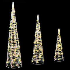vidaXL Christmas Tree 3 pcs 90 LEDs Warm white 20 x 20 x 80 cm PET 4