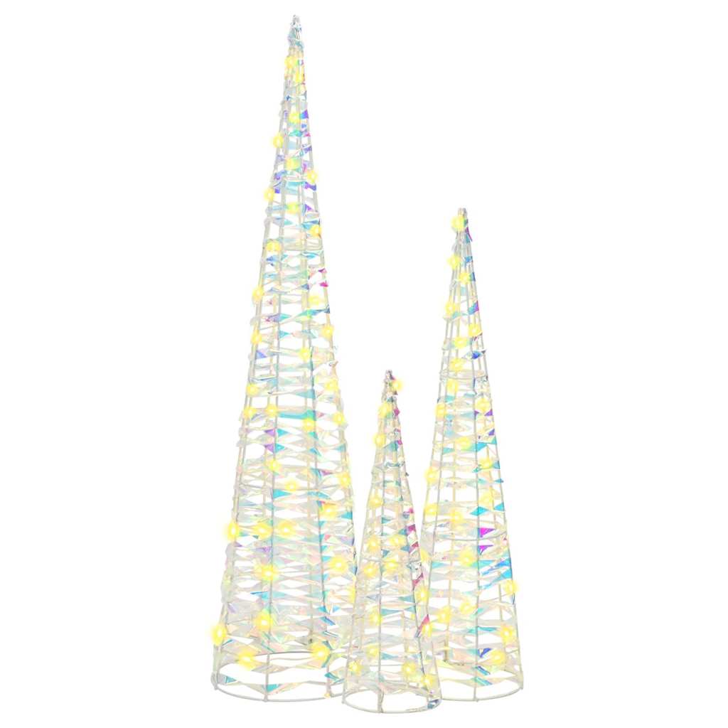 vidaXL Christmas Tree 3 pcs 90 LEDs Warm white 20 x 20 x 80 cm PET 5