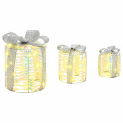 vidaXL Gift Box Decoration 3 pcs Warm white 20 x 20 x 20 cm PET 4