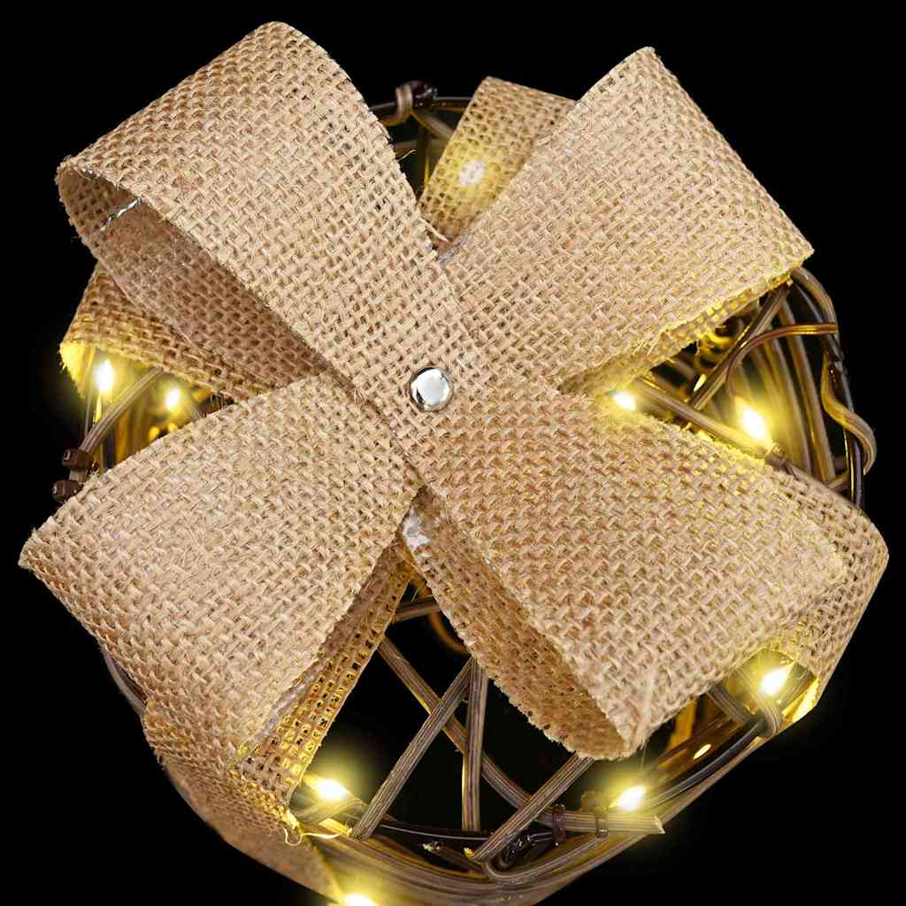 vidaXL Gift Box Decoration 3 pcs Warm white 20 x 20 x 20 cm Rattan 6