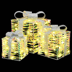 vidaXL Lighted Christmas Gift Box 3 pcs 150 LEDs Warm White 5
