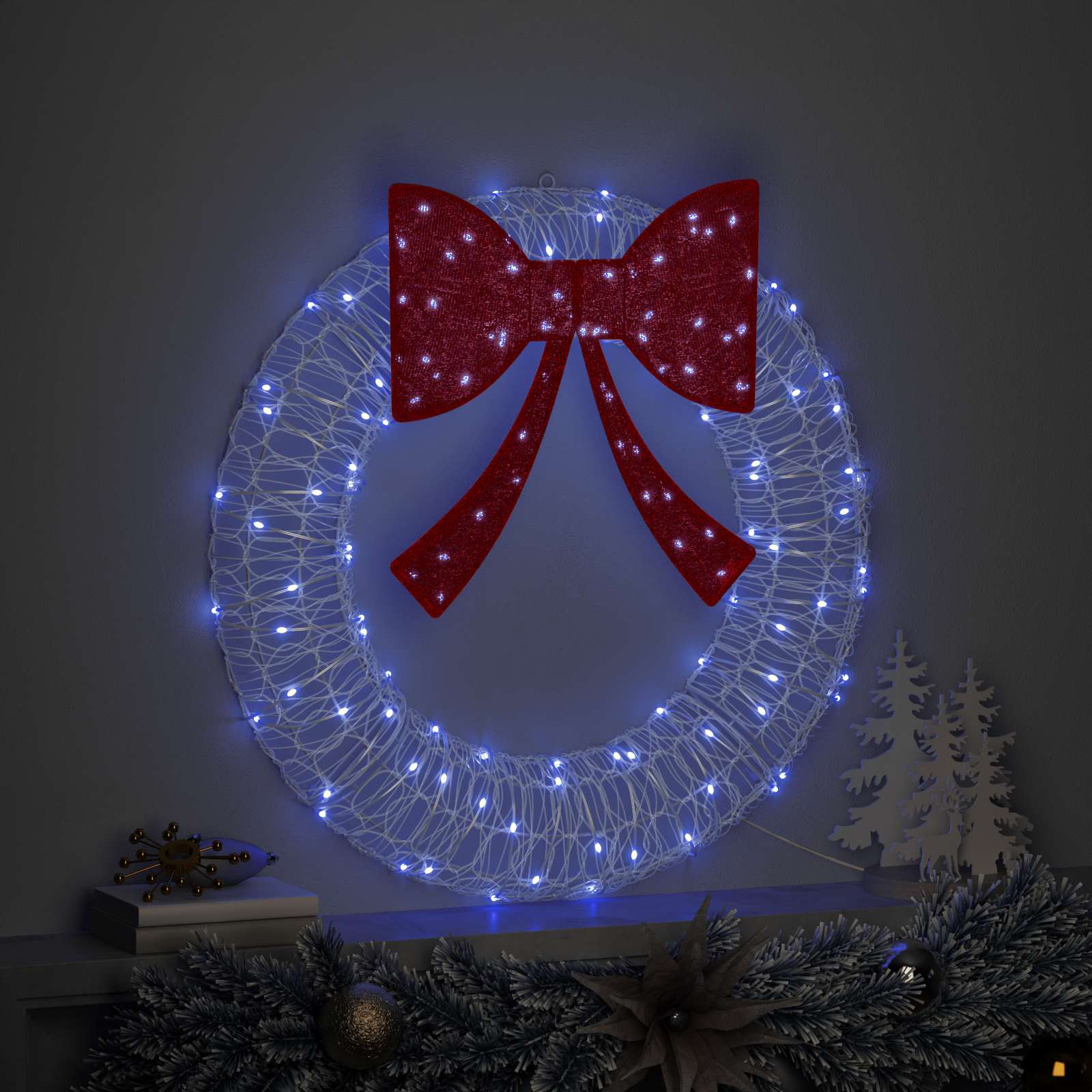 vidaXL Wreath 60 LEDs Blue 76 x 76 x8.5 cm Acrylic 3