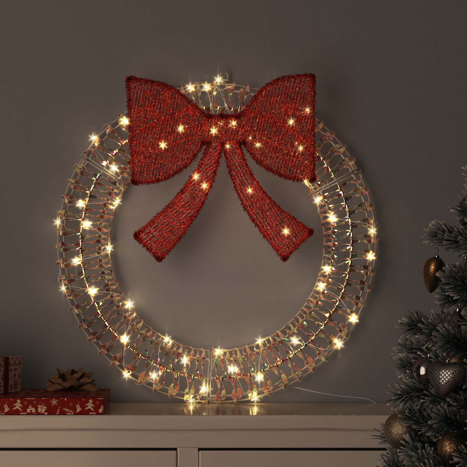vidaXL Wreath 60 LEDs Warm white 76 x 76 x 8 cm PET 1