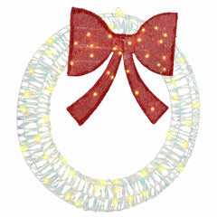 Wreath Warm white 75 x 75 x 8 cm PET 60 LEDs 75 cm Iridescent PET
