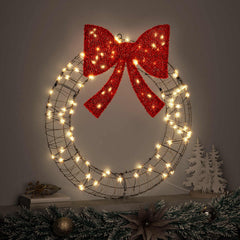 vidaXL Wreath 60 LEDs Warm white 75 x 75 x 8 cm Rattan 3