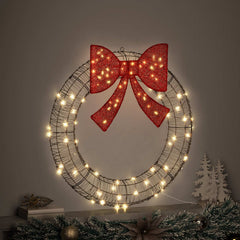 vidaXL Wreath 80 LEDs Warm white 90 x 90 x 9 cm Rattan 3