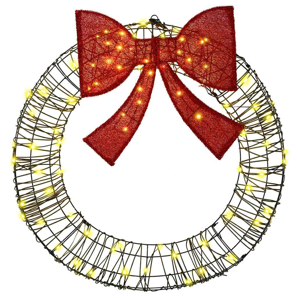 vidaXL Wreath 80 LEDs Warm white 90 x 90 x 9 cm Rattan 4