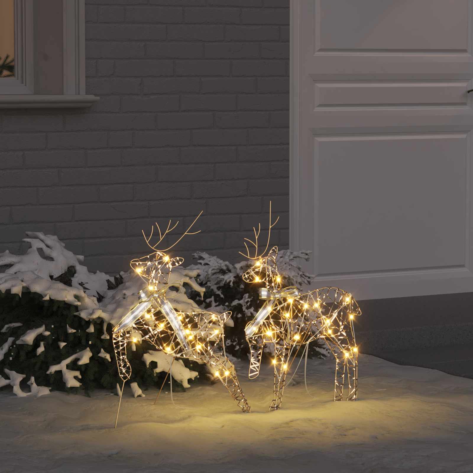 vidaXL LED Reindeers 2 pcs 40 LEDs Warm White 44 x 18 x 65.5 cm PET 1