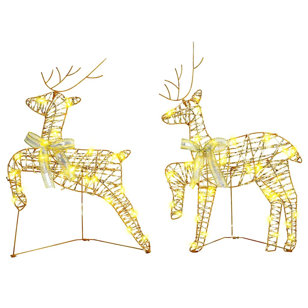 vidaXL LED Reindeers 2 pcs 40 LEDs Warm White 44 x 18 x 65.5 cm PET 2