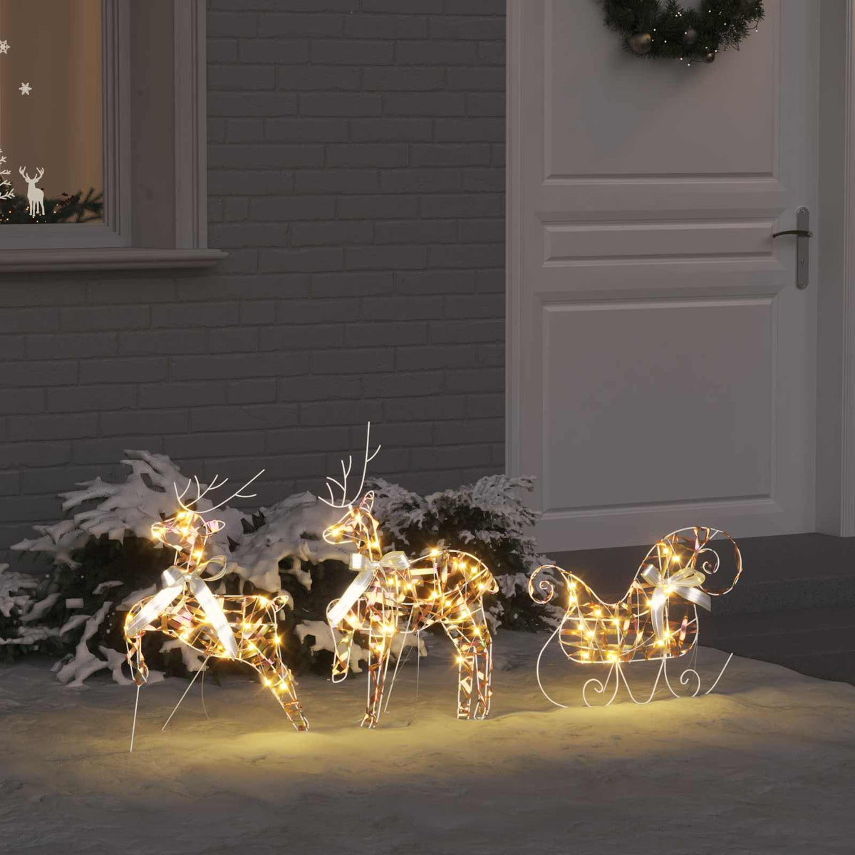 vidaXL Christmas Reindeer with sleigh 60 LEDs Warm White