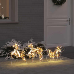 vidaXL Christmas Reindeer with sleigh 60 LEDs Warm White