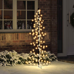 vidaXL Christmas Tree 160 LEDs Warm White 150 cm Rattan 1
