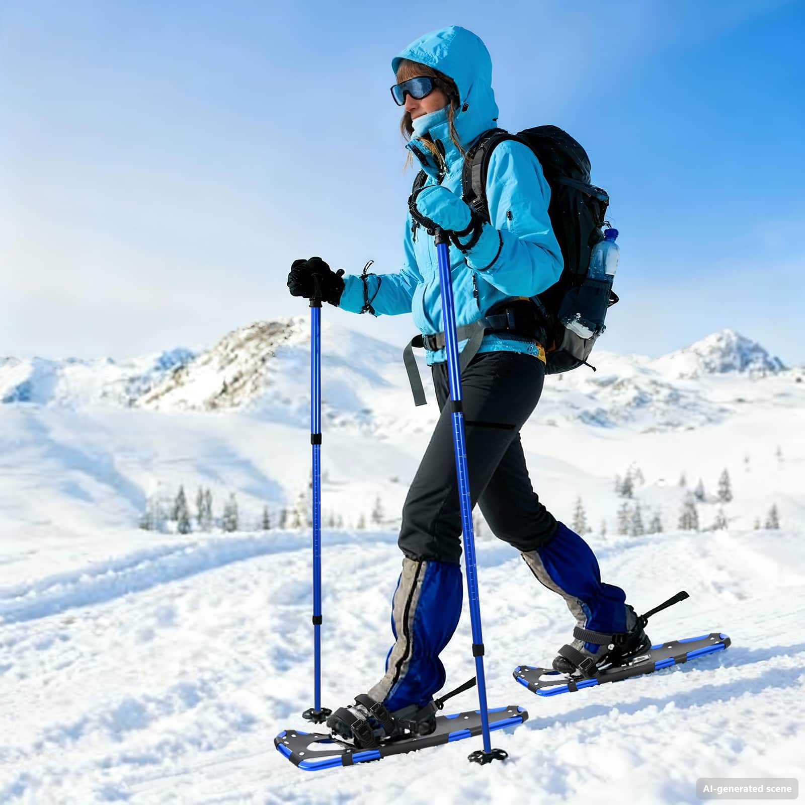vidaXL 3 in 1 Snowshoes Blue and Black 78.5 x 22 cm Aluminum and HDPE 1