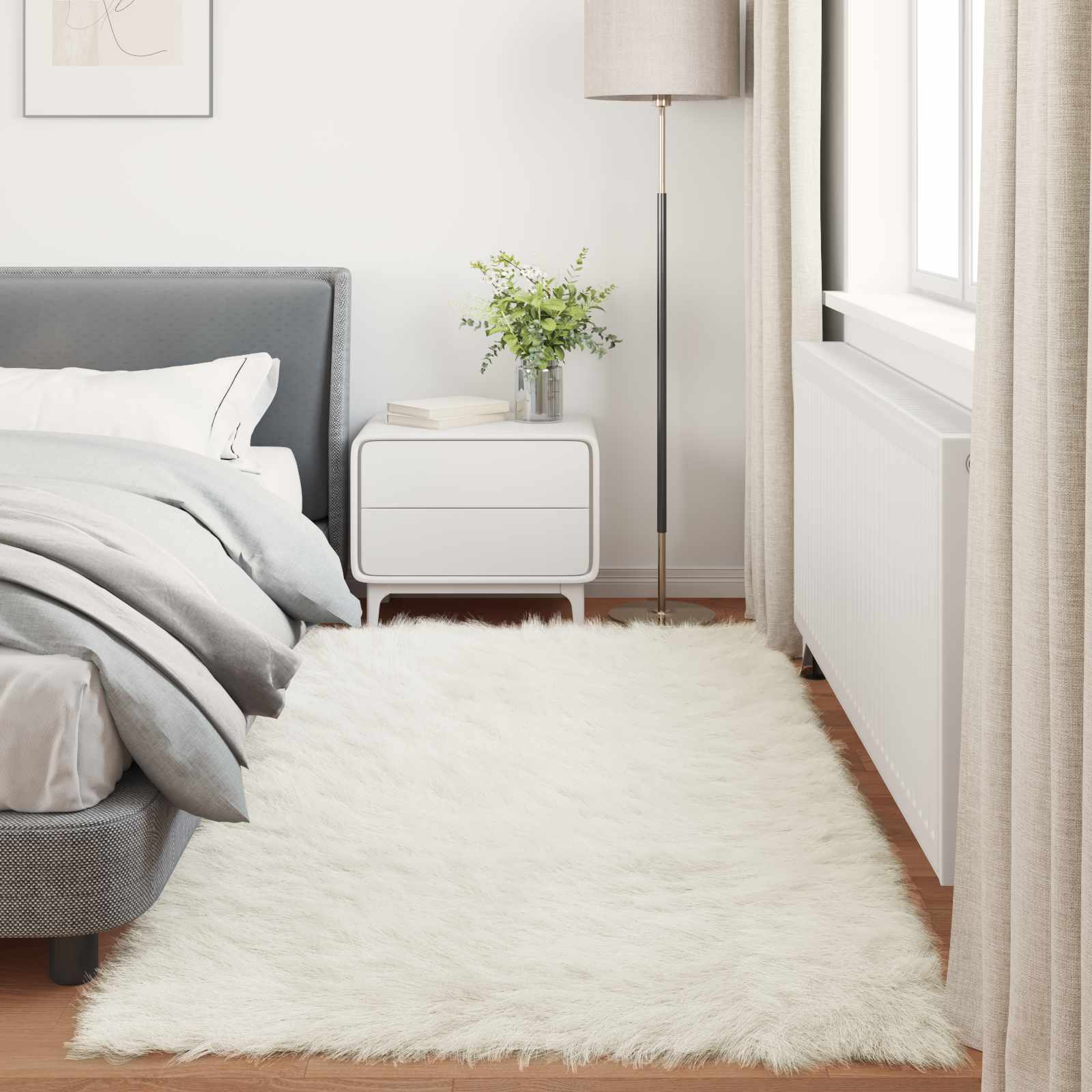 vidaXL Faux Sheepskin Rug TAFALLA White 80 x 200 cm Polyester 4