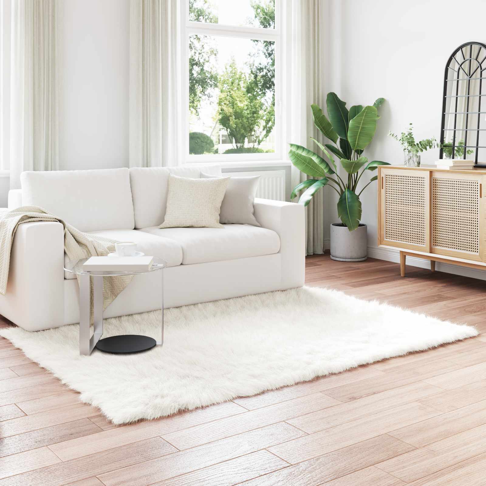 vidaXL Faux Sheepskin Rug TAFALLA White 160 x 230 cm Polyester 1