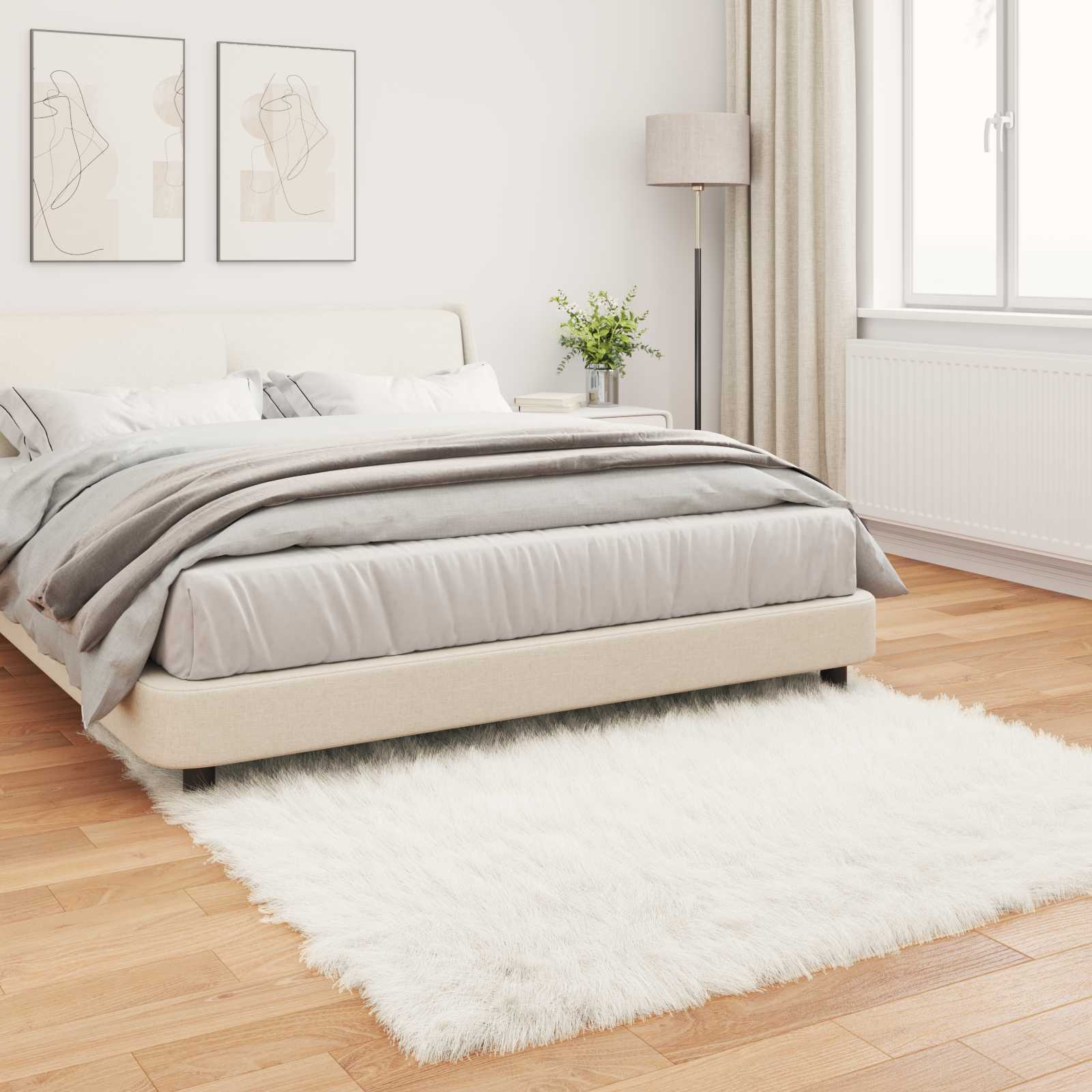 vidaXL Faux Sheepskin Rug TAFALLA White 120 x 120 cm Polyester 4