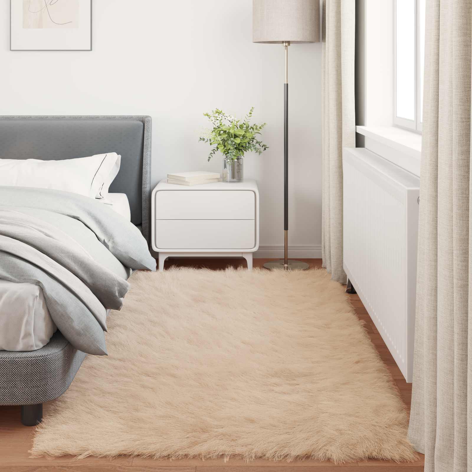 vidaXL Faux Sheepskin Rug TAFALLA Beige 100 x 200 cm Polyester 4
