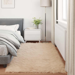 vidaXL Faux Sheepskin Rug TAFALLA Beige 100 x 200 cm Polyester 4