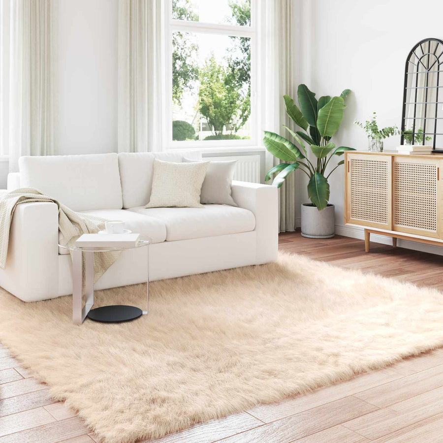 vidaXL Faux Sheepskin Rug TAFALLA Beige 200 x 200 cm Polyester 1