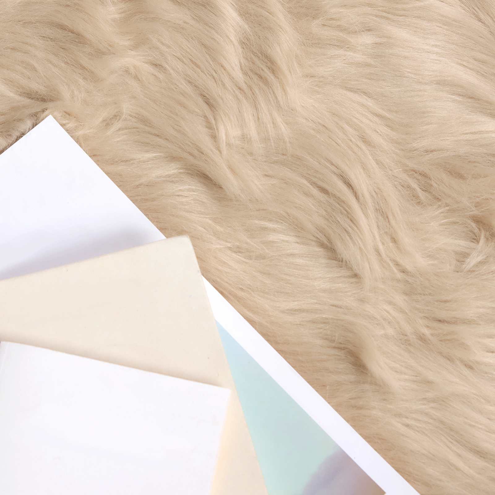 vidaXL Faux Sheepskin Rug TAFALLA Beige 200 x 200 cm Polyester 3