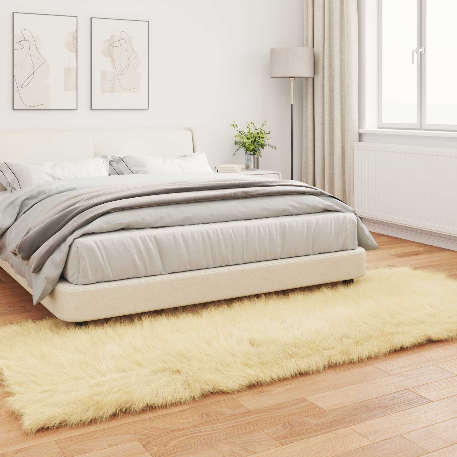 vidaXL Faux Sheepskin Rug TAFALLA Cream 80 x 250 cm Polyester 4