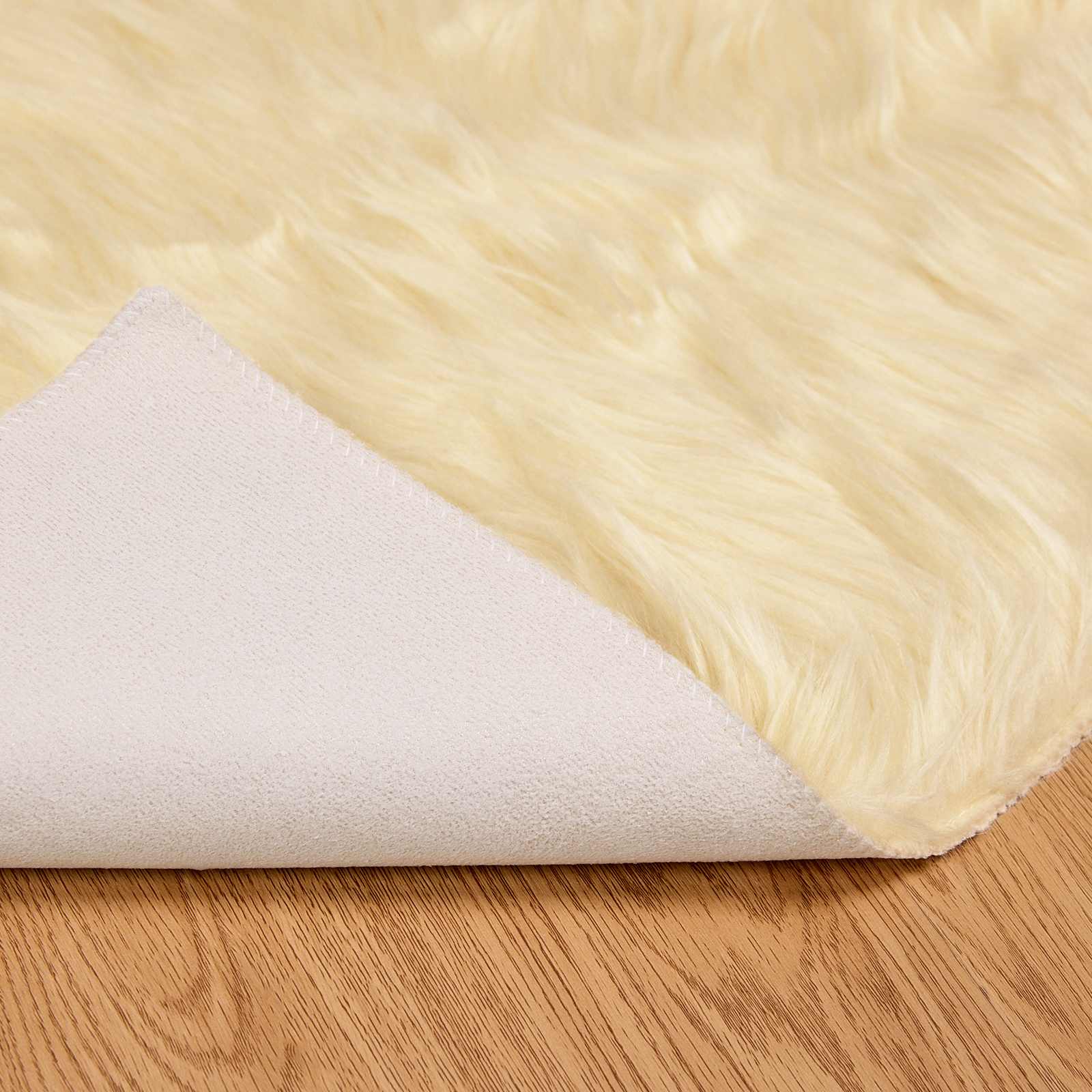 vidaXL Faux Sheepskin Rug TAFALLA Cream 100 x 200 cm Polyester 6