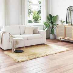 vidaXL Faux Sheepskin Rug TAFALLA Cream 100 x 200 cm Polyester 1