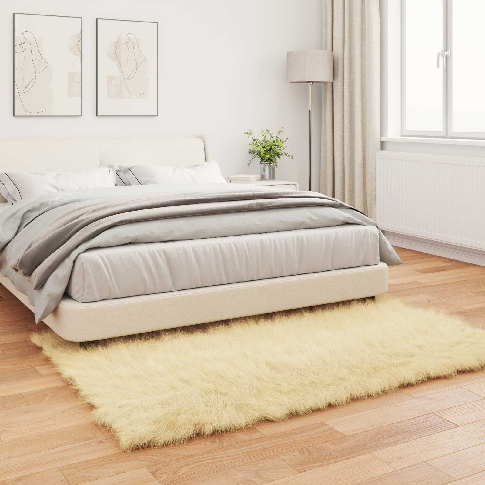 vidaXL Faux Sheepskin Rug TAFALLA Cream 120 x 170 cm Polyester 4