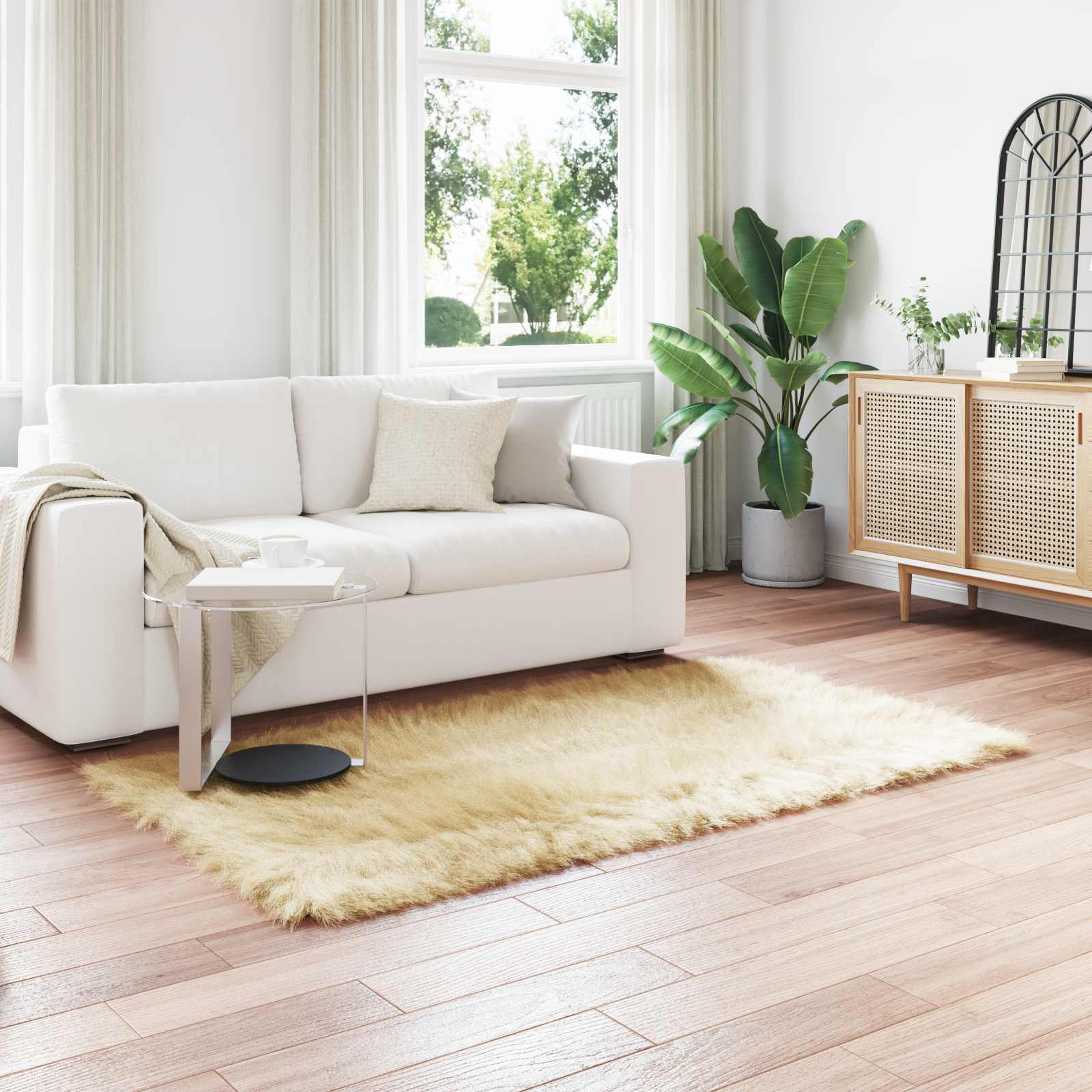 vidaXL Faux Sheepskin Rug TAFALLA Cream 160 x 230 cm Polyester 1