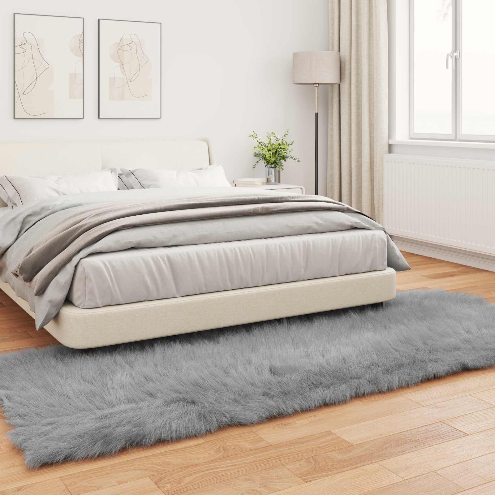 vidaXL Faux Sheepskin Rug TAFALLA Grey 80 x 250 cm Polyester 4