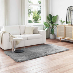 vidaXL Faux Sheepskin Rug TAFALLA Grey 100 x 200 cm Polyester 1