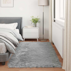 vidaXL Faux Sheepskin Rug TAFALLA Grey 100 x 200 cm Polyester 4