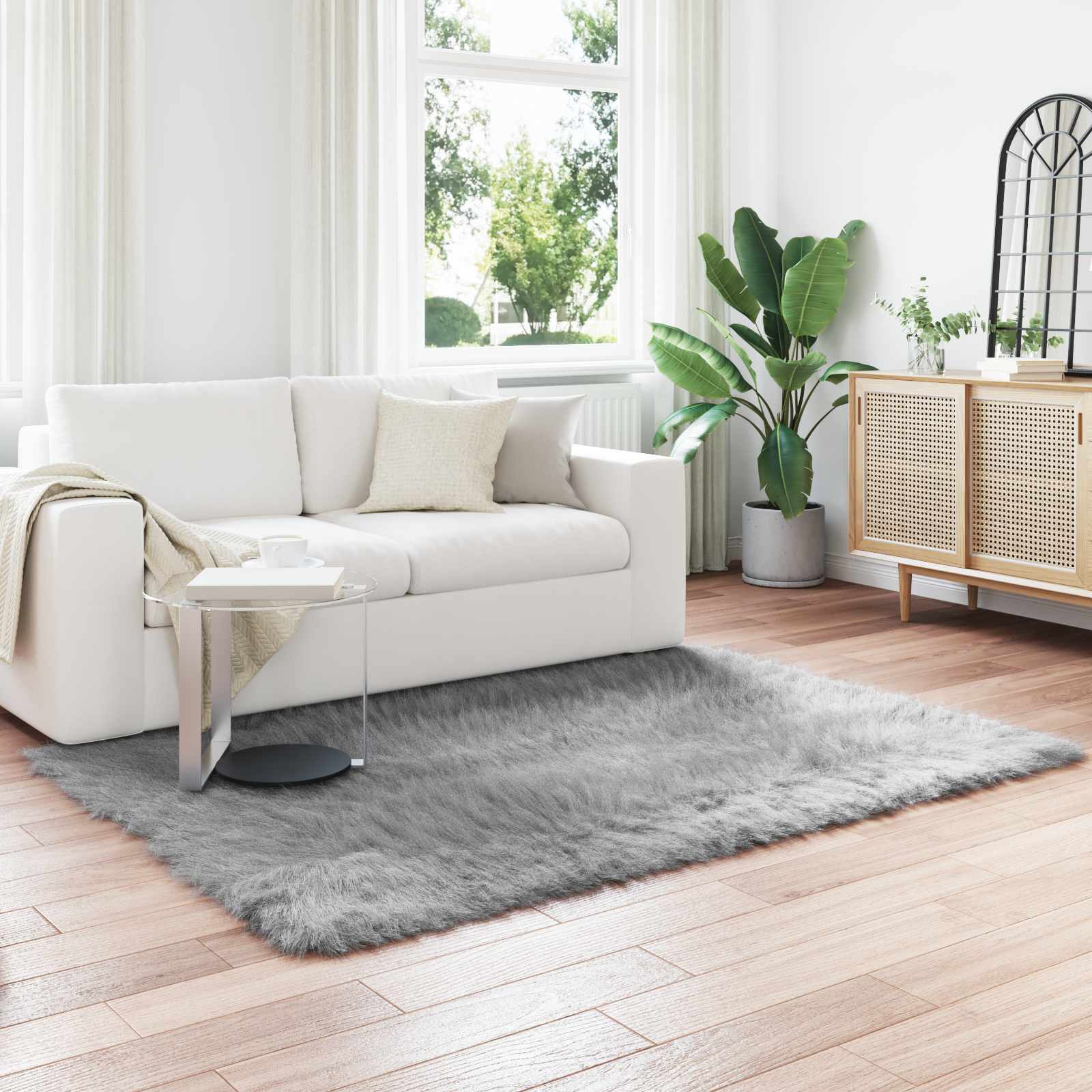 vidaXL Faux Sheepskin Rug TAFALLA Grey 120 x 170 cm Polyester 1
