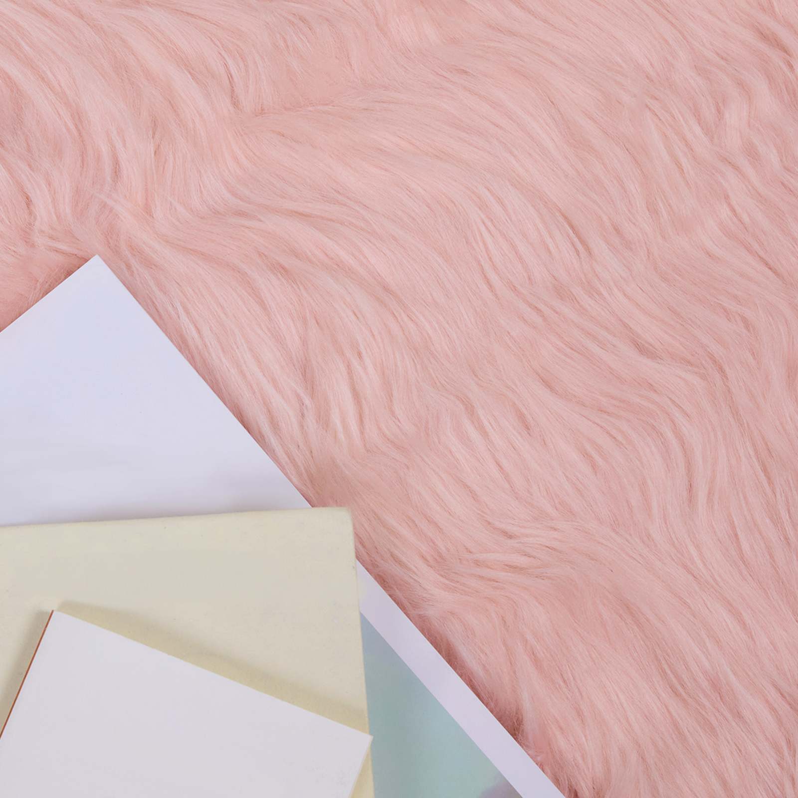 vidaXL Faux Sheepskin Rug TAFALLA Pink 200 x 200 cm Polyester 3