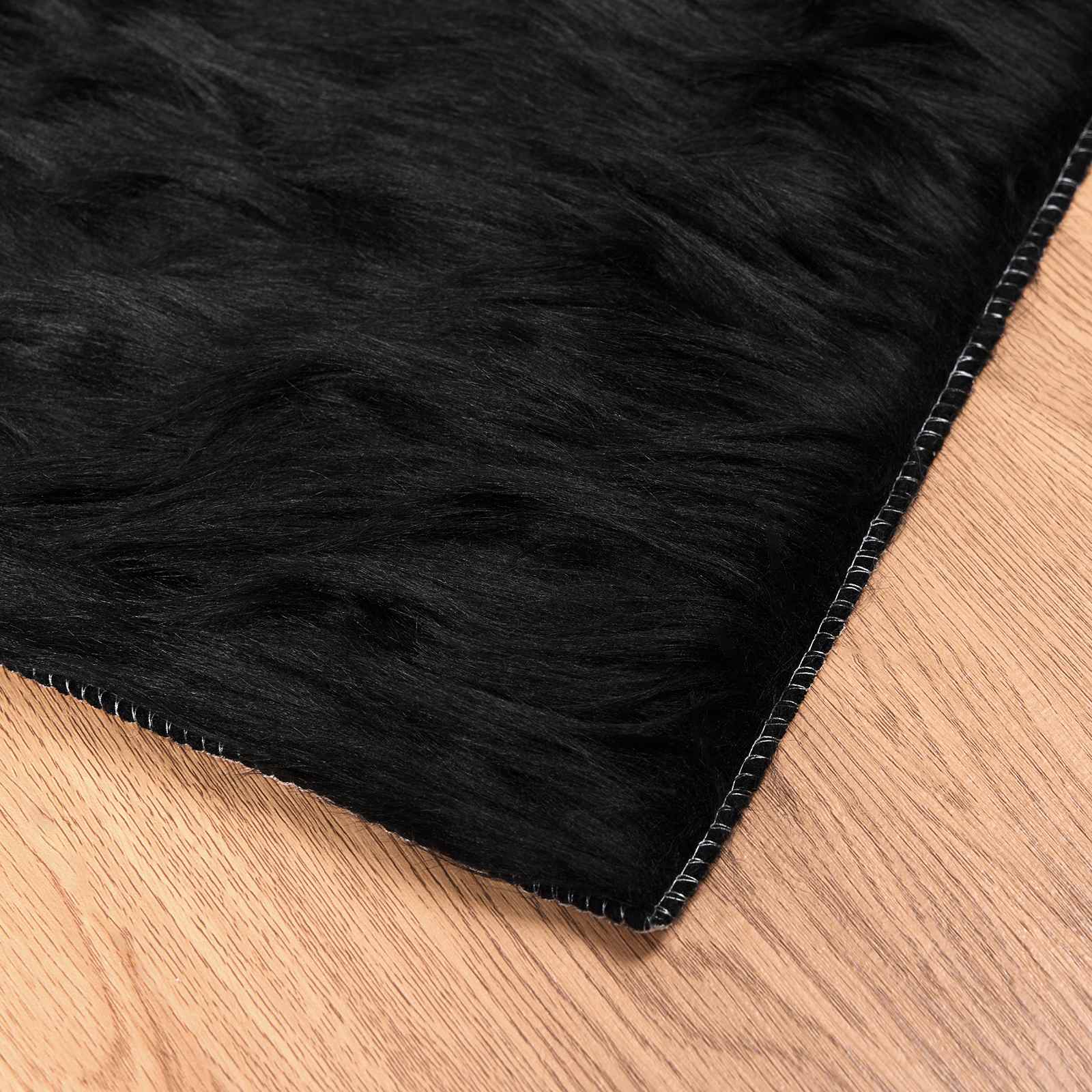 vidaXL Faux Sheepskin Rug TAFALLA Black 80 x 250 cm Polyester 6