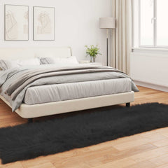 vidaXL Faux Sheepskin Rug TAFALLA Black 80 x 250 cm Polyester 4