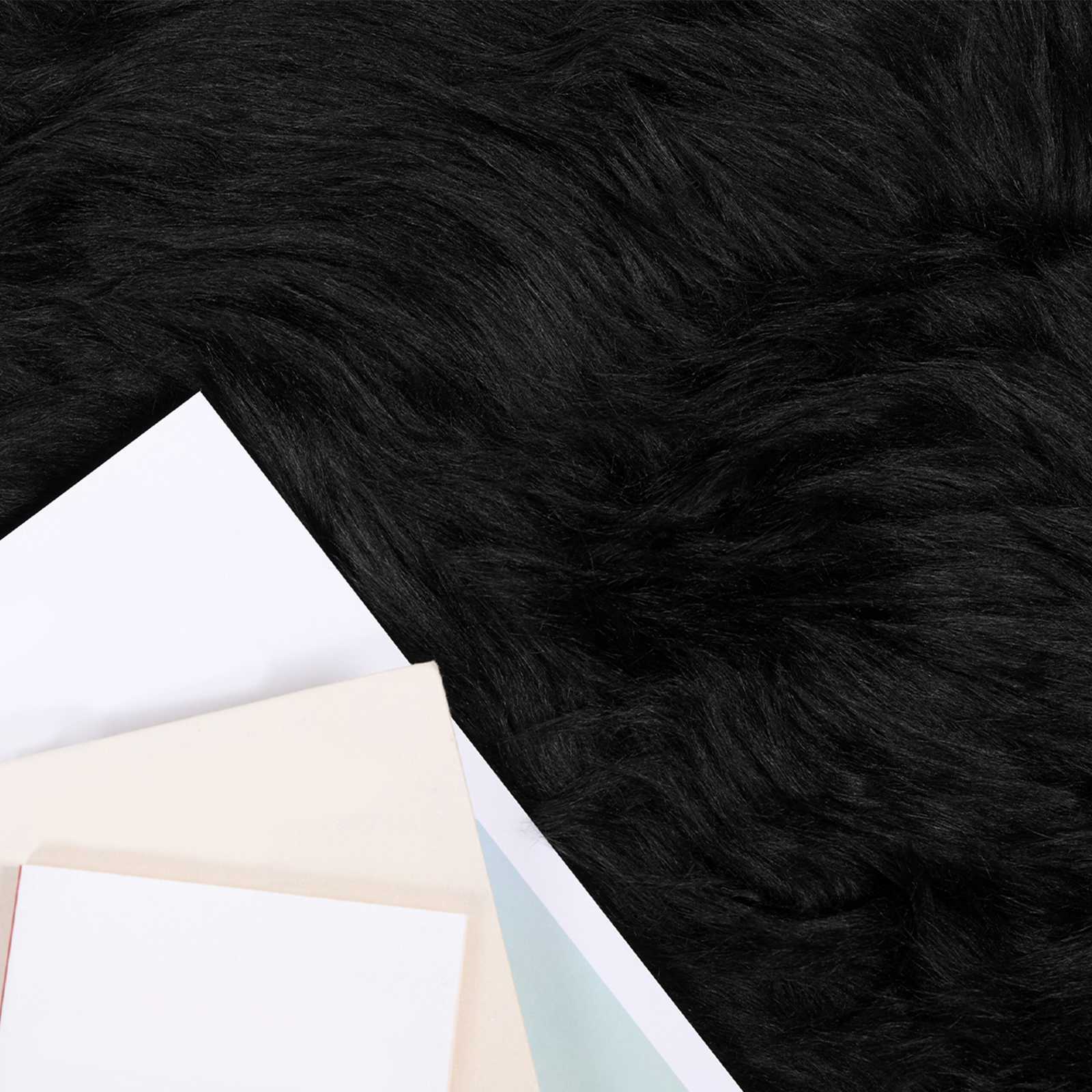 vidaXL Faux Sheepskin Rug TAFALLA Black 80 x 250 cm Polyester 3