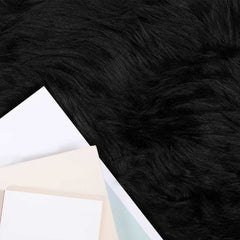 vidaXL Faux Sheepskin Rug TAFALLA Black 160 x 230 cm Polyester 3