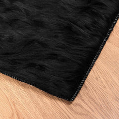 vidaXL Faux Sheepskin Rug TAFALLA Black 200 x 200 cm Polyester 6