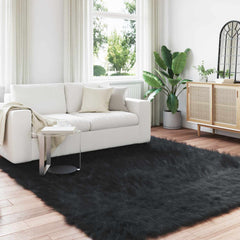 vidaXL Faux Sheepskin Rug TAFALLA Black 200 x 200 cm Polyester 1