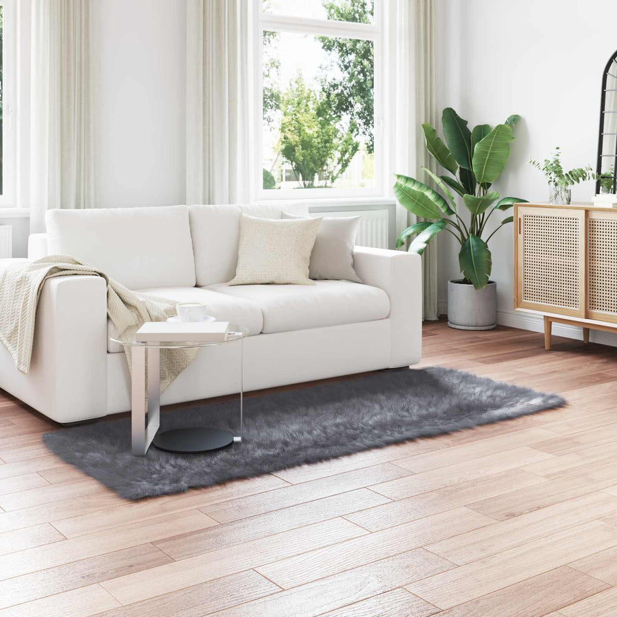 vidaXL Faux Sheepskin Rug TAFALLA Anthracite 100 x 200 cm Polyester 1