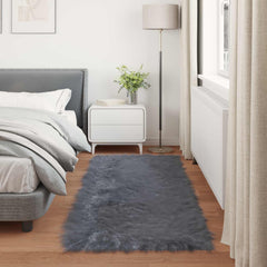 vidaXL Faux Sheepskin Rug TAFALLA Anthracite 100 x 200 cm Polyester 4