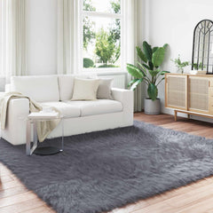 vidaXL Faux Sheepskin Rug TAFALLA Anthracite 200 x 200 cm Polyester 1