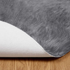 vidaXL Faux Sheepskin Rug TAFALLA Anthracite Ø 200 cm Polyester 6