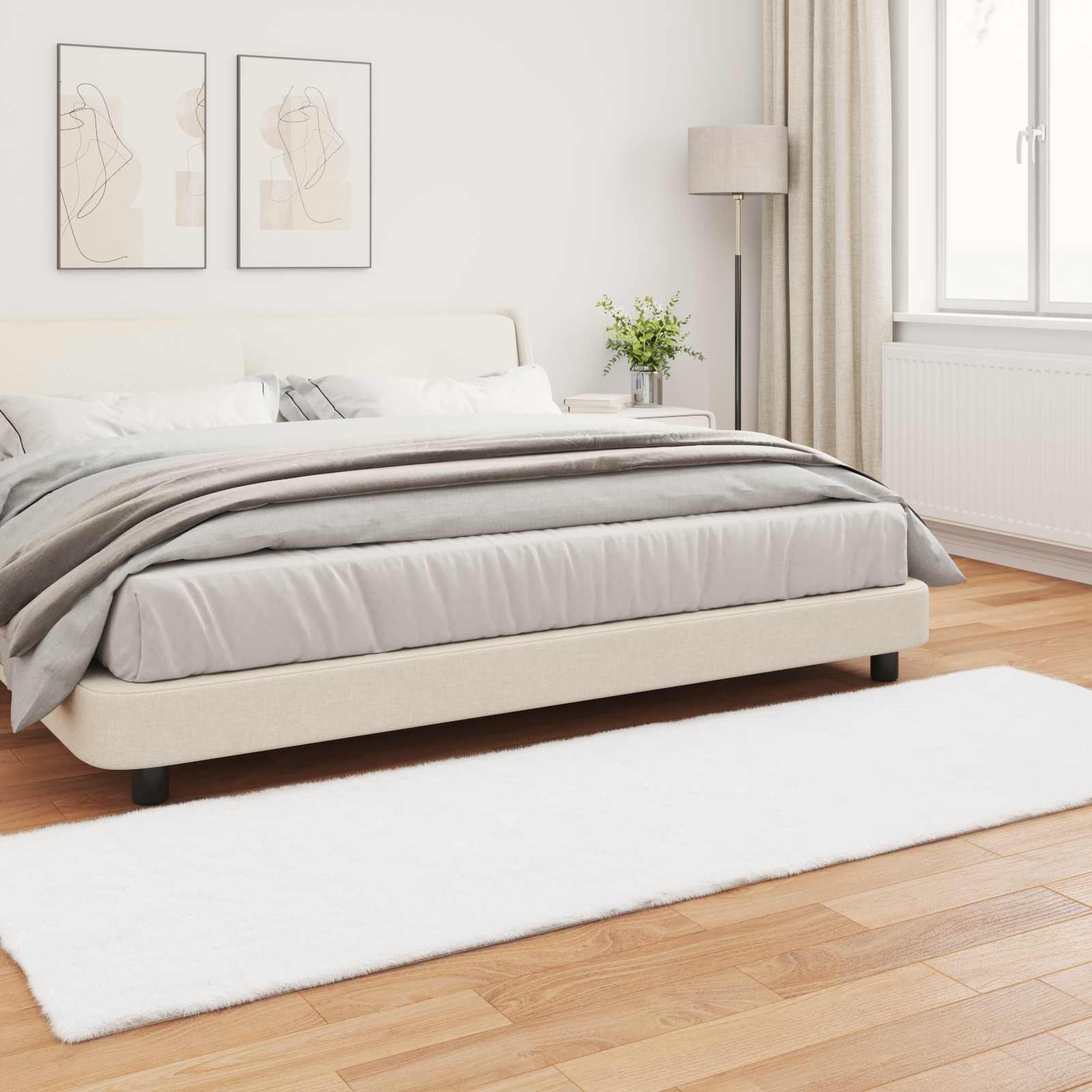 vidaXL Anti-Slip Faux Rabbit Fur Rug OLITE White 80 x 250 cm Polyester 4