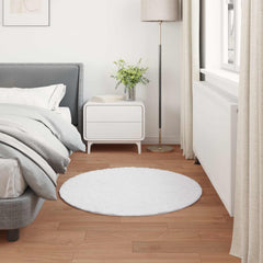vidaXL Anti-Slip Faux Rabbit Fur Rug OLITE White Ø 120 cm Polyester 4