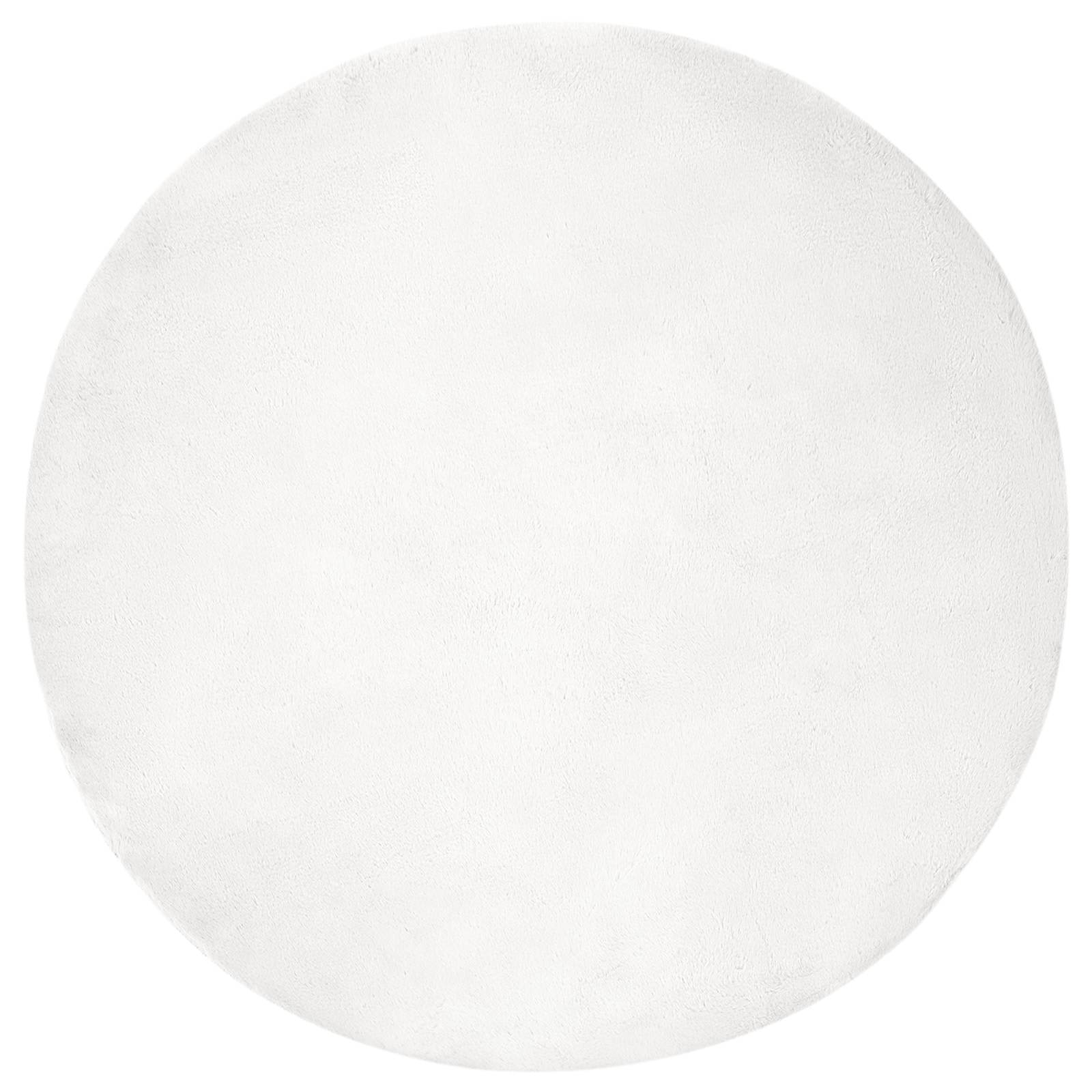 vidaXL Anti-Slip Faux Rabbit Fur Rug OLITE White Ø 120 cm Polyester 2