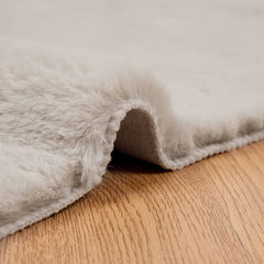 vidaXL Anti-Slip Faux Rabbit Fur Rug OLITE Beige 80 x 200 cm Polyester 5